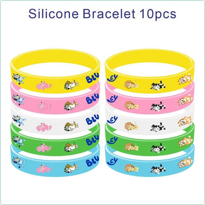 Cartoon Silicone Bracelet Bluey Family Animated Image Wristband Multi-Color Cute Dog Pattern Soft Rubber Bracelet Kid's Toy Gift