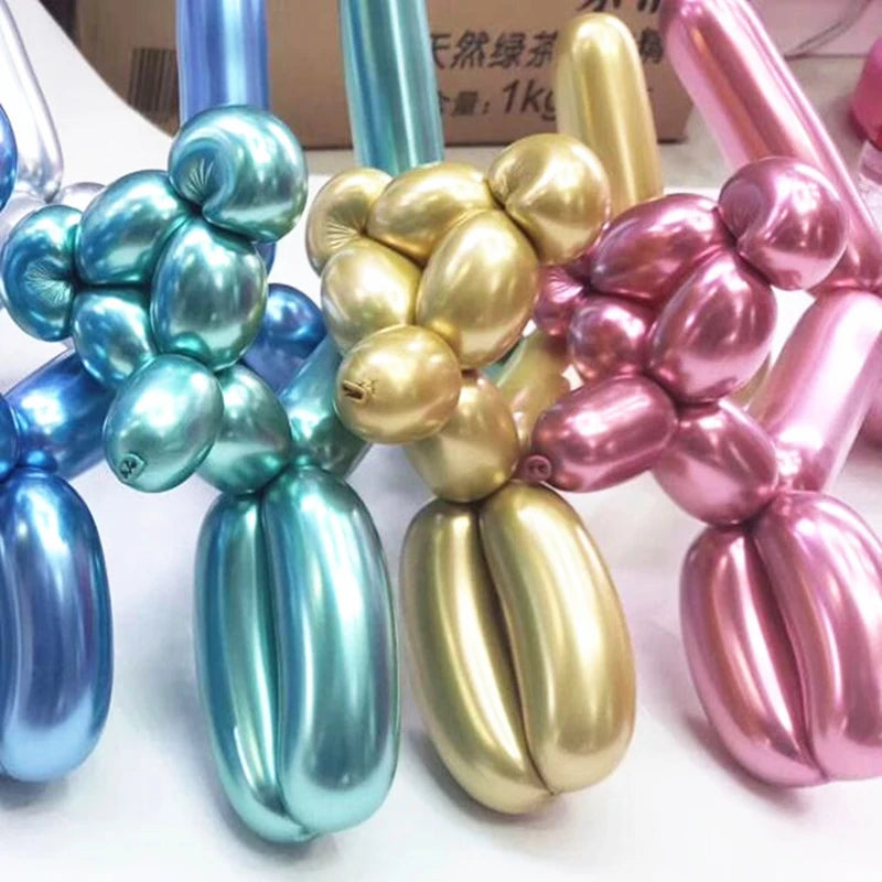 10/20/30pcs Long Balloons Latex Metalic Chrome 260 Magic Tying Twist Balloons Party for Wedding Anniversary Birthday Decorations