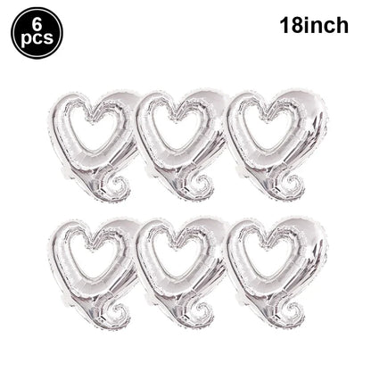 18/40inch Heart Foil Balloon Large Romantic Hook Heart Shape Helium Balloon for Valentines Day Wedding Party Decoration Supplies