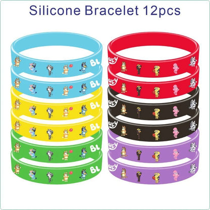 Cartoon Silicone Bracelet Bluey Family Animated Image Wristband Multi-Color Cute Dog Pattern Soft Rubber Bracelet Kid's Toy Gift