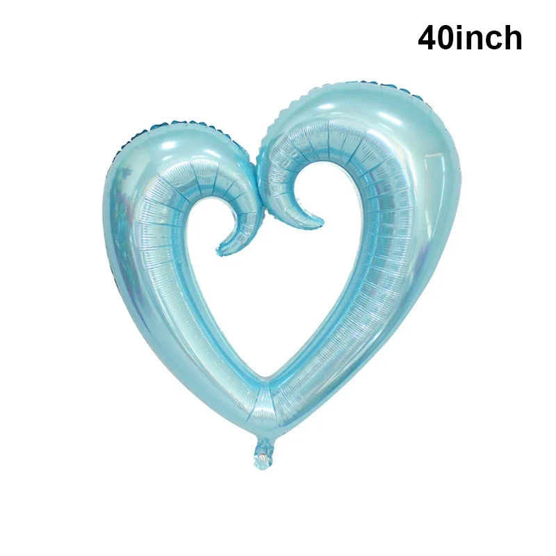 18/40inch Heart Foil Balloon Large Romantic Hook Heart Shape Helium Balloon for Valentines Day Wedding Party Decoration Supplies