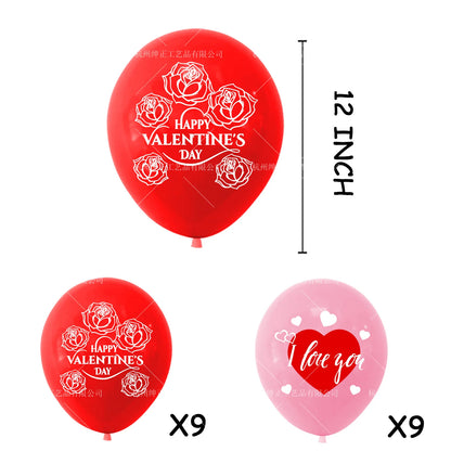 18pcs Valentine's Day Balloon 12inch Latex Love Heart Ballon I Love You Baloon 2025 Happy Valentine Party Balon Decor For Lovers