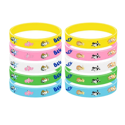 Cartoon Silicone Bracelet Bluey Family Animated Image Wristband Multi-Color Cute Dog Pattern Soft Rubber Bracelet Kid's Toy Gift