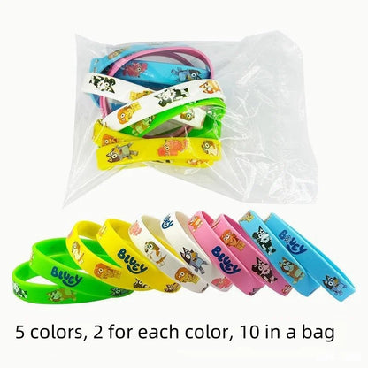 Cartoon Silicone Bracelet Bluey Family Animated Image Wristband Multi-Color Cute Dog Pattern Soft Rubber Bracelet Kid's Toy Gift