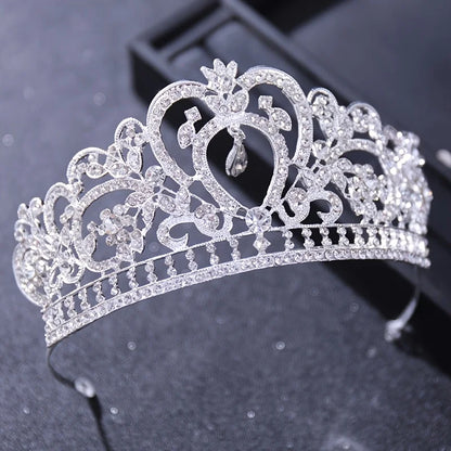 Silver Color Crystal Heart Swan Tiaras And Crowns Headband Rhinestone Hairband Bride Hair Accessories Women Wedding Hair Jewelry Royal Quinceañera wedding