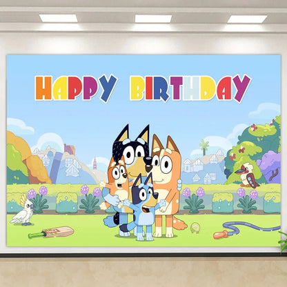 Disney Moose Bluey Birthday Background Banner Cartoon Bluey Bingo Family Children Birthday Party Decoration Background Cloth