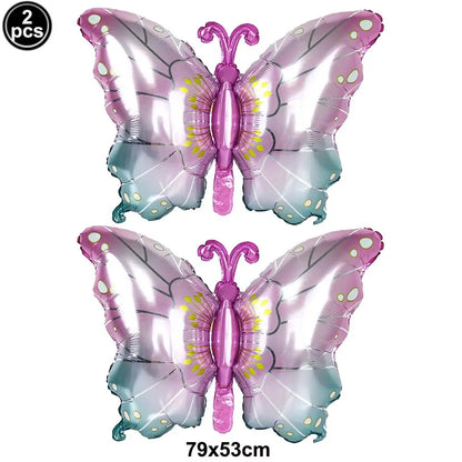 2 Pcs/Pack Butterfly Shape Foil Balloon Pink Blue Butterfly Fairy Balloon for Butterfly Party Baby Shower Wedding Birthday Decor