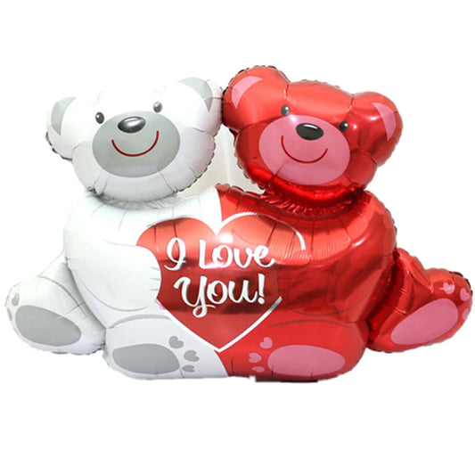 1pc 100cm Two Bear Hug I Love You Foil Balloons Love Heart Helium Balloon Engagement Wedding Decorations Valentine's Day Decor