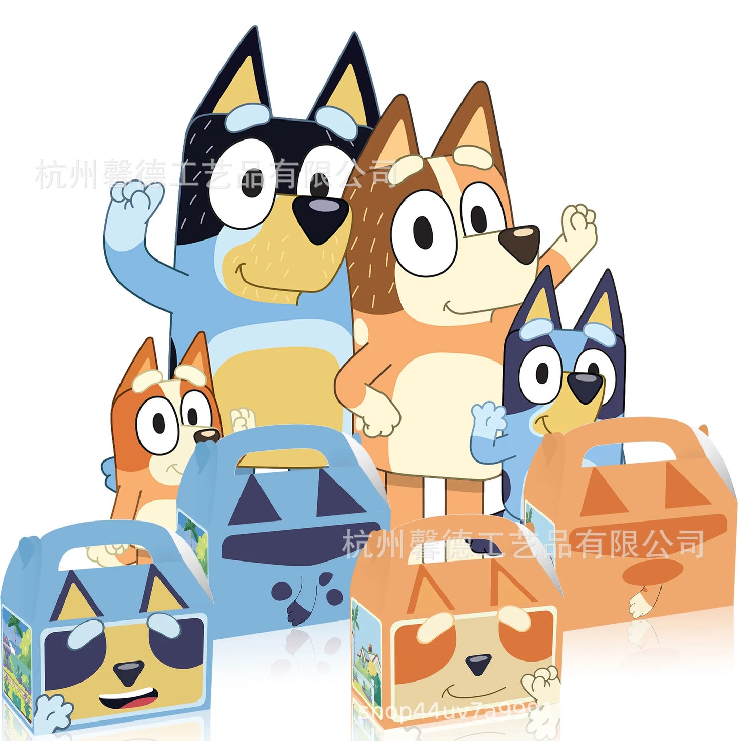 12pcs Anime Bluey 16cm Kids Birthday Party Gift Box Cute Bingo Handheld Cake Paper Box Decorations Camping Food Candy Box Gift