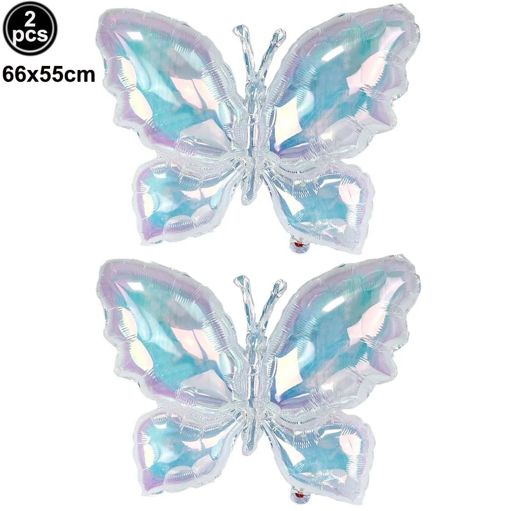 2 Pcs/Pack Butterfly Shape Foil Balloon Pink Blue Butterfly Fairy Balloon for Butterfly Party Baby Shower Wedding Birthday Decor