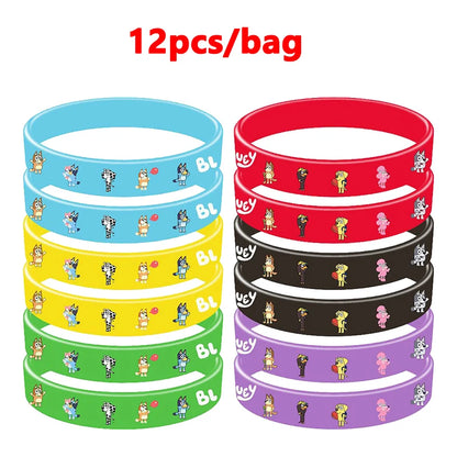 Anime Bluey Cartoon Silicone Bracelet Cute Dog Family Animated Pattern Wristband Multi-color Soft Rubber Bracelet Children Gift