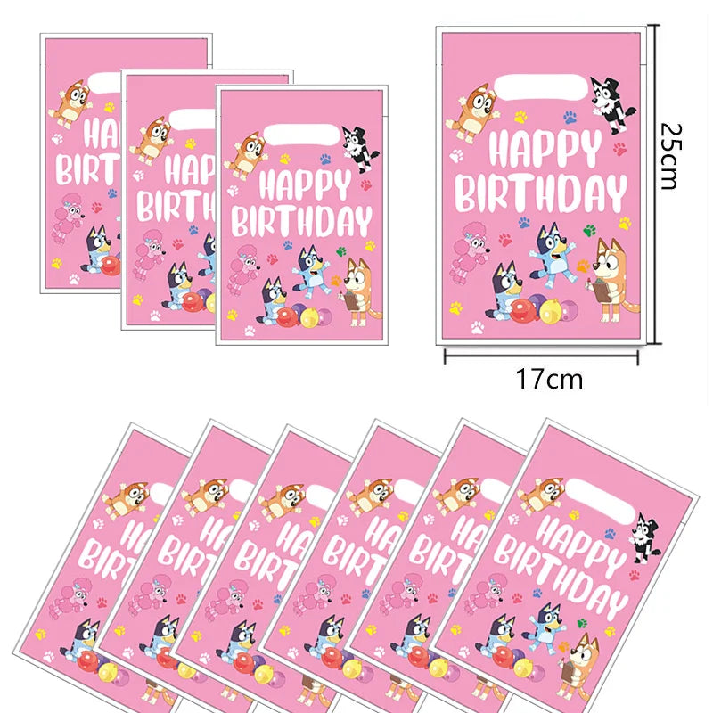 10pcs Theme Party New Bluey  Favor Bags - Disposable Candy Bags,  For Birthday Celebrations And  Decorations Cookie Gift Bag