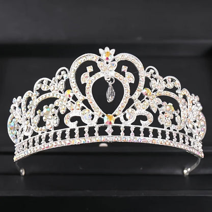 Silver Color Crystal Heart Swan Tiaras And Crowns Headband Rhinestone Hairband Bride Hair Accessories Women Wedding Hair Jewelry Royal Quinceañera wedding