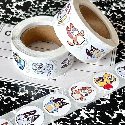 Anime Bluey Sticker Bingo Sticker Dog Sticker Cartoon Decoration Kids Album Diary Envelope Sealing Paper Tape Kids Toys