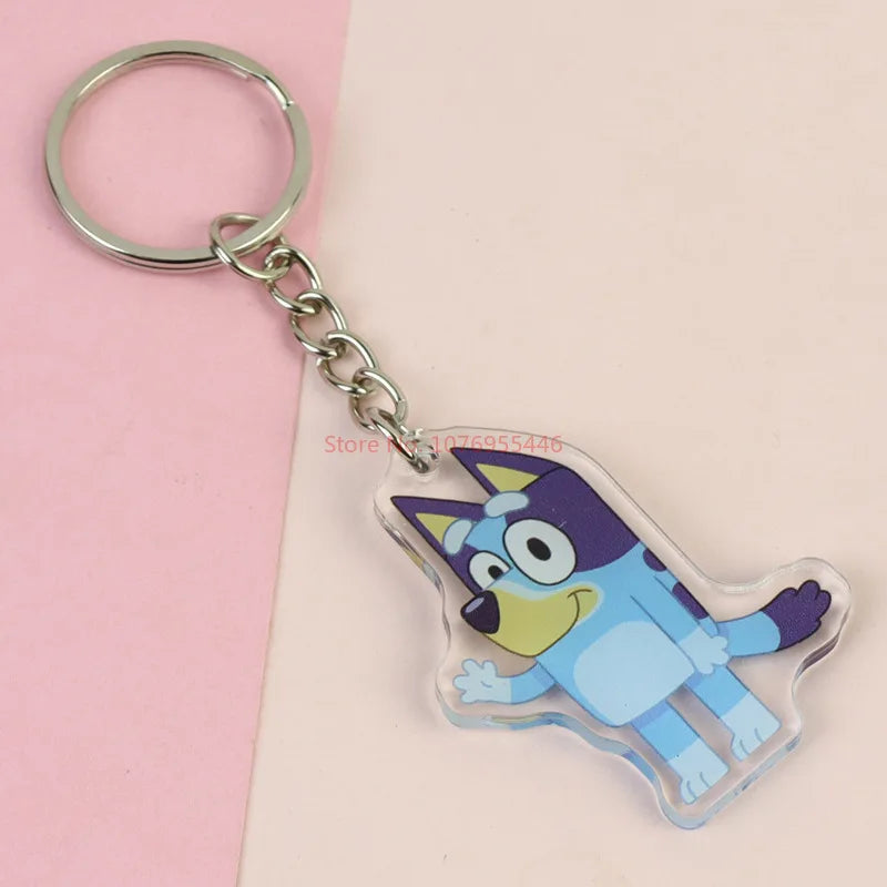 10/20pcs Bluey Acrylic Keychain Anime Peripheral Bingo Family Student School Bag Pendant Decoration Cute Birthday Christmas Gift