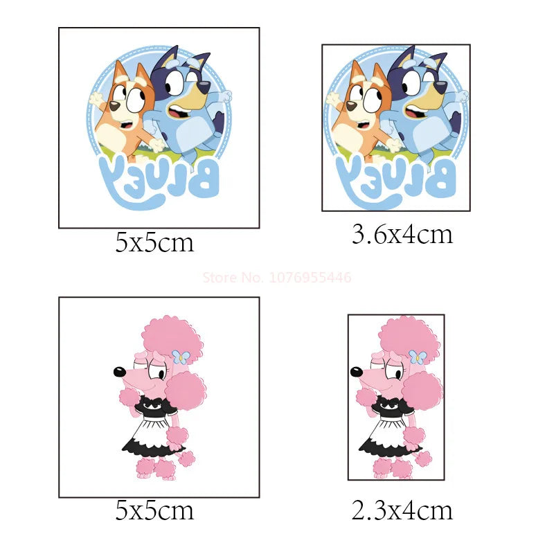 100/200pcs Bluey Tattoo Sticker Anime Cute Bingo Blue Dog Cartoon Tattoo Sticker Water Transfer Children's Birthday Party Gift