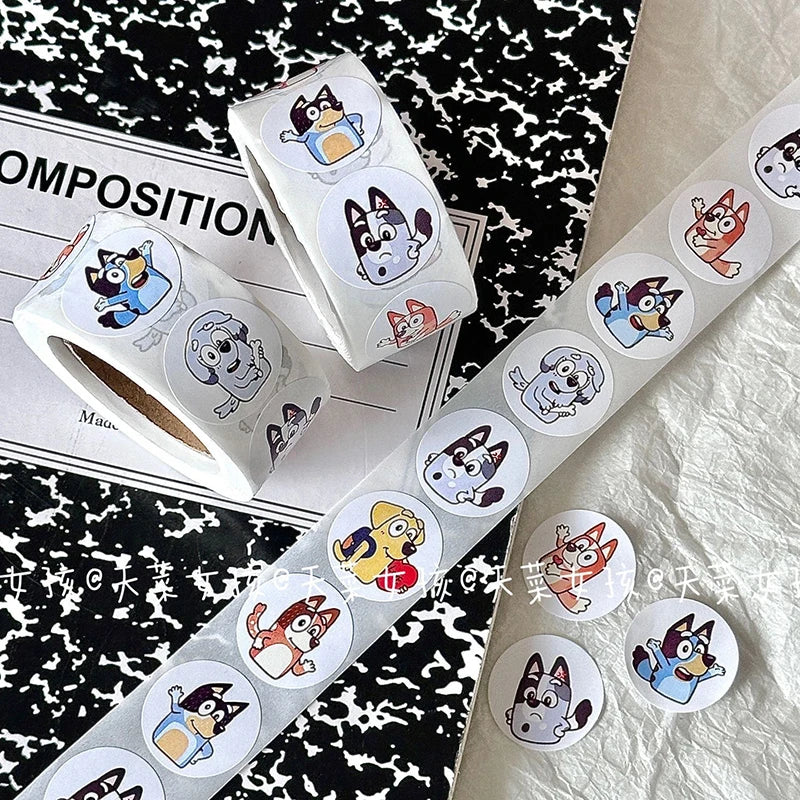 Anime Bluey Sticker Bingo Sticker Dog Sticker Cartoon Decoration Kids Album Diary Envelope Sealing Paper Tape Kids Toys