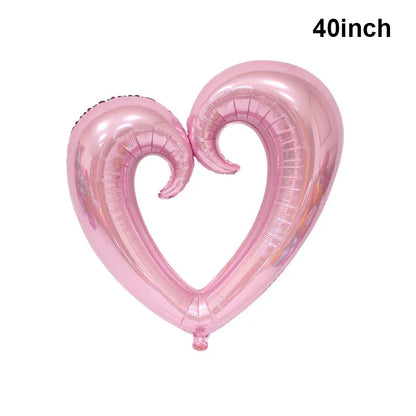 18/40inch Heart Foil Balloon Large Romantic Hook Heart Shape Helium Balloon for Valentines Day Wedding Party Decoration Supplies