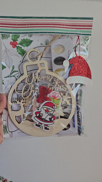 DIY Christmas Gift Set: Wooden Ornaments, Paints, Stickers, and Santa Letter