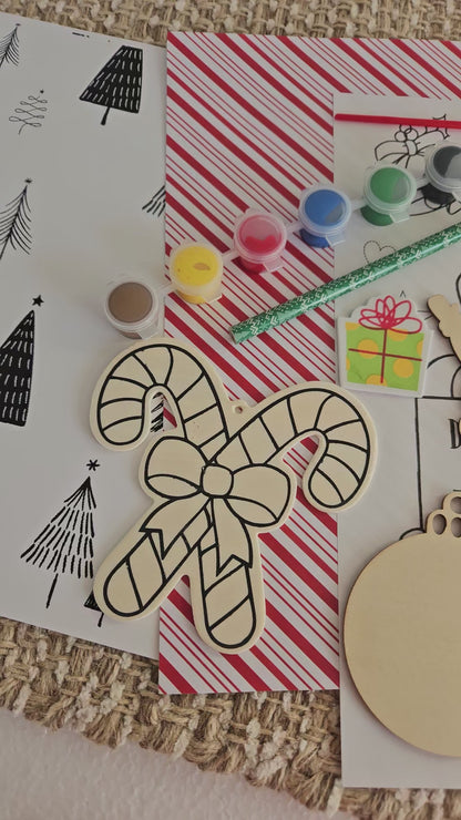 DIY Christmas Gift Set: Wooden Ornaments, Paints, Stickers, and Santa Letter